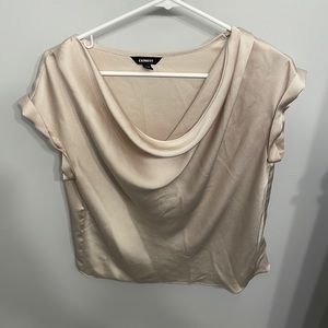 Gold Express cowl neck top with cuffed sleeves
